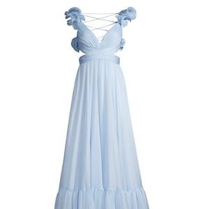 New Mac Duggal Powder Blue Cutout Chiffon Gown Size 6